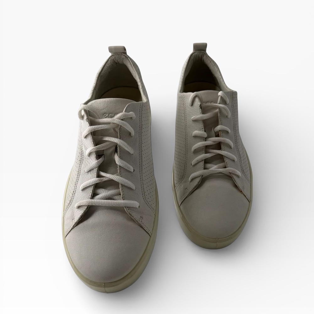 ECCO Men's Leather Lace Up Sneakers Summer Preppy Classic Vacation Casual‎ Shoes